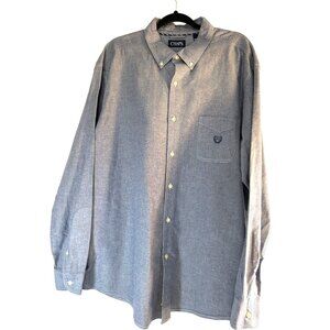 Chaps Easy Care Mens Button Down Shirt Chest Pocket Long Sleeves Blue Size XXL/T